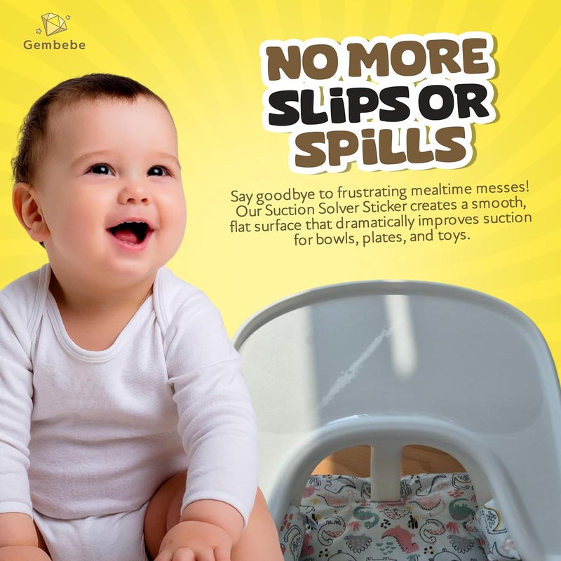 Gembebe Suction Solver Sticker Compatible with Stokke Tripp Trapp Tray Safe Adehisve Placemat Improves Suction Keeps Suction Bowls and Toys Baby High Chair Placemat (3, Peanut Shape) - Image 5